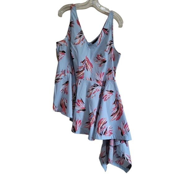 Lane Bryant Asymmetrical Sleeveless Feather Print Peplum Top Sz 18 - Picture 7 of 9